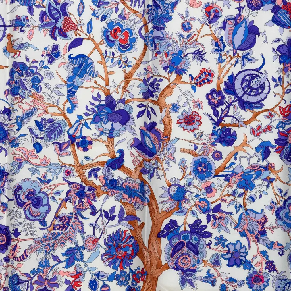 Hermès Fantaisies Indiennes Silk Scarf 90 Blue Very good - Box View