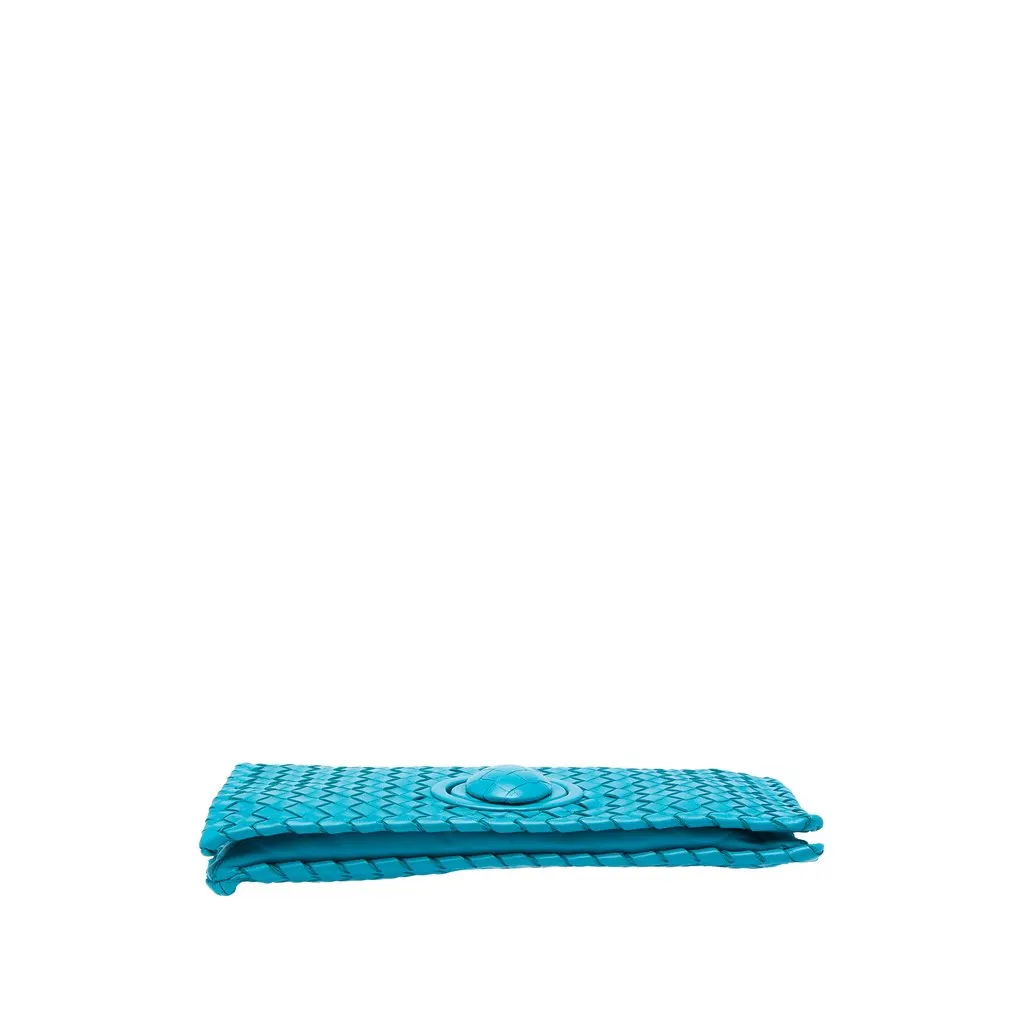 Bottega Veneta Nappa Intrecciato Turn Lock Clutch Blue Leather Very good - Inside View
