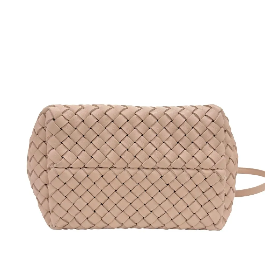 Bottega Veneta Mini Lambskin Intreccio Cabat Tote Pink Leather Very good - Inside View