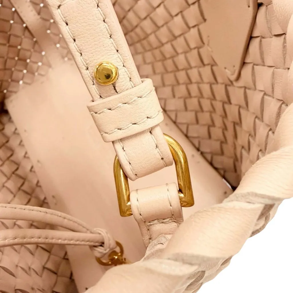 Bottega Veneta Mini Lambskin Intreccio Cabat Tote Pink Leather Very good - Box View