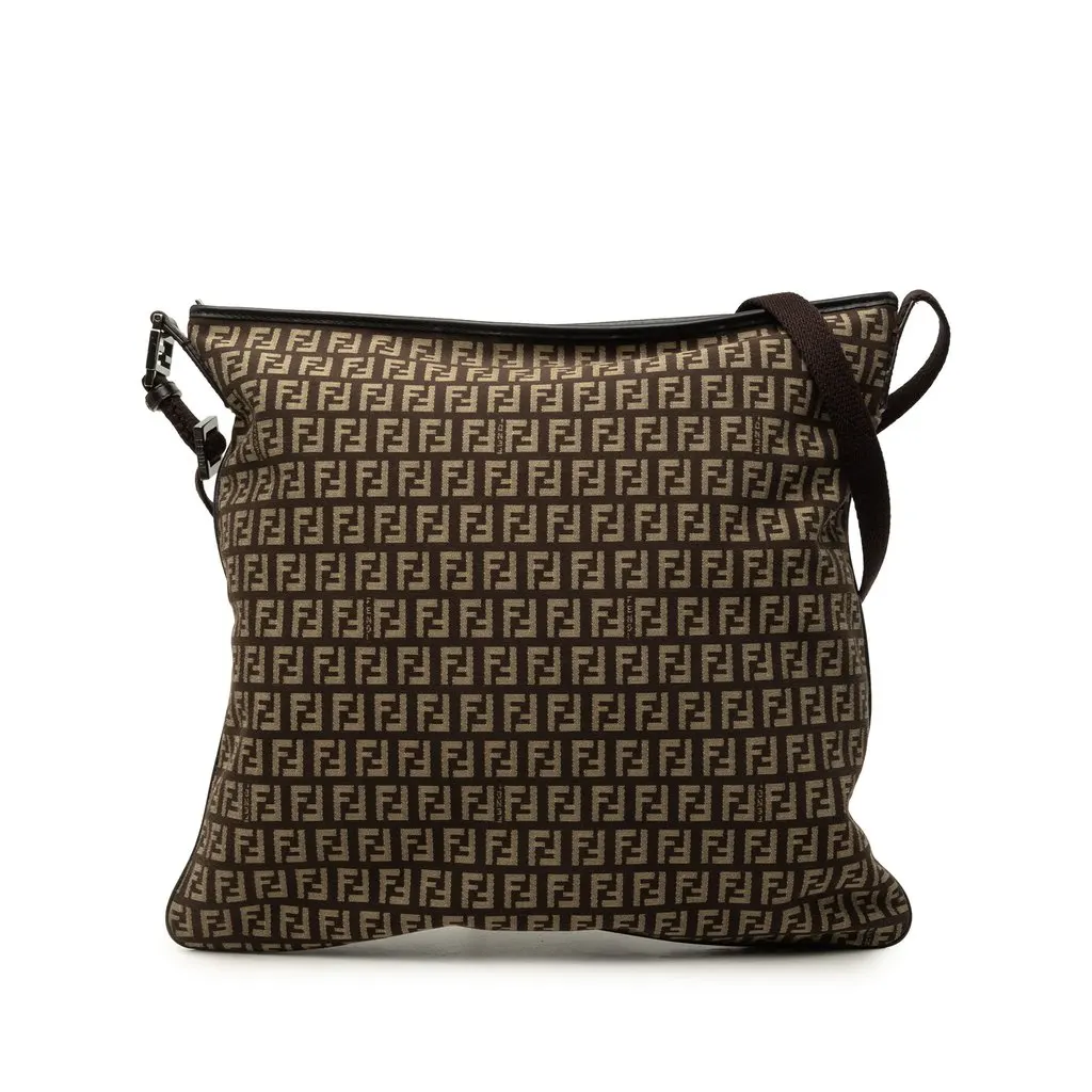 Fendi Zucchino Canvas Crossbody Brown Canvas Very good - Front View
