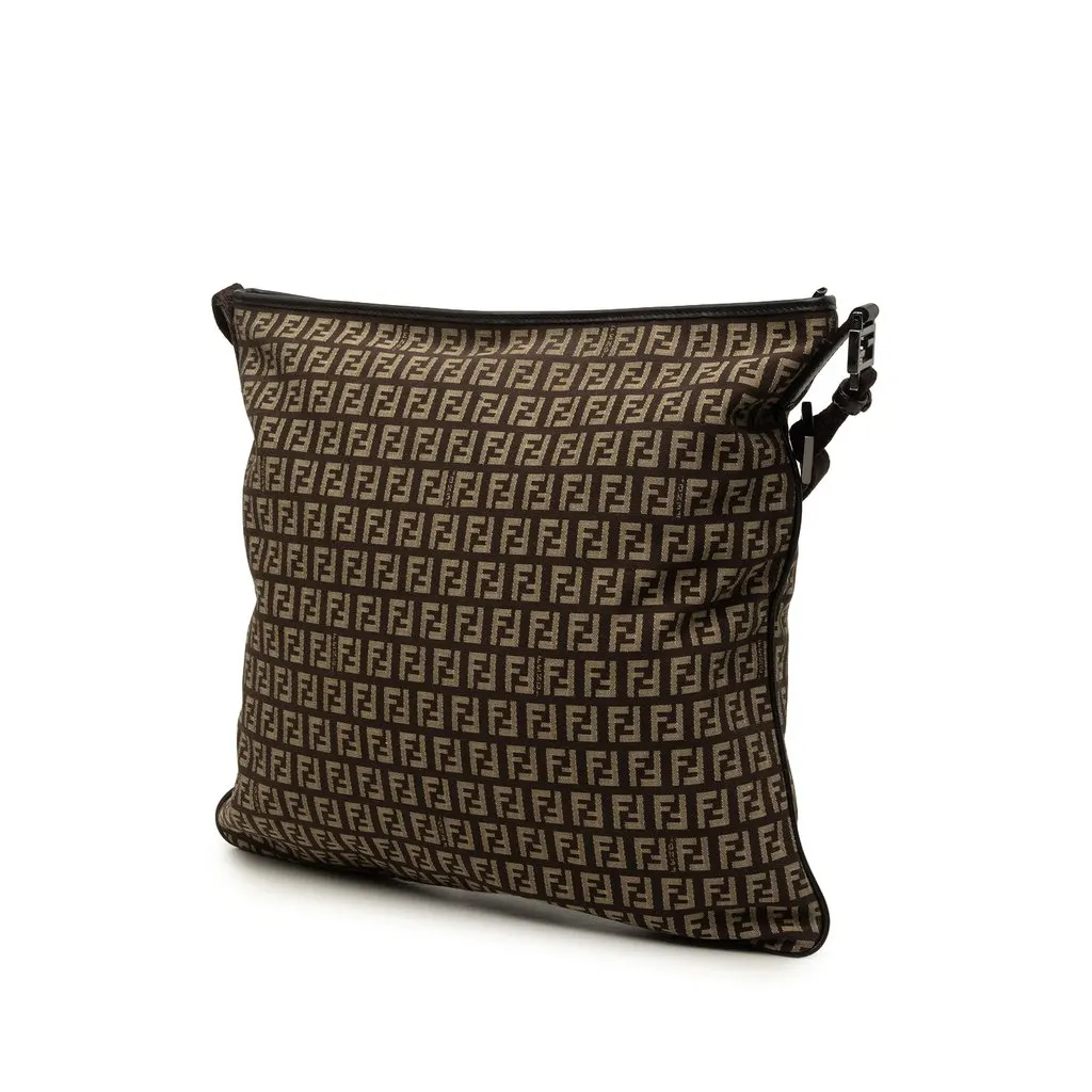 Fendi Zucchino Canvas Crossbody Brown Canvas Very good - Back View