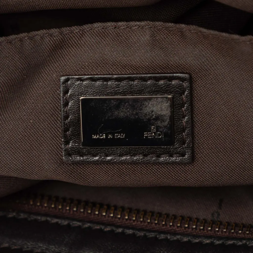 Fendi Zucchino Canvas Crossbody Brown Canvas Very good - Box View