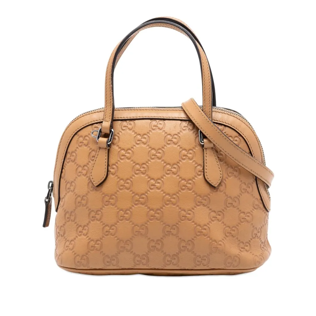 Gucci Mini Guccissima Dome Satchel Brown Leather Very good - Front View