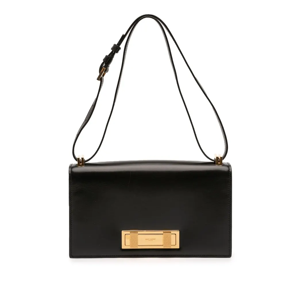Saint Laurent Medium Smooth Calfskin Domino Shoulder Bag Black Leather Very good - Front View