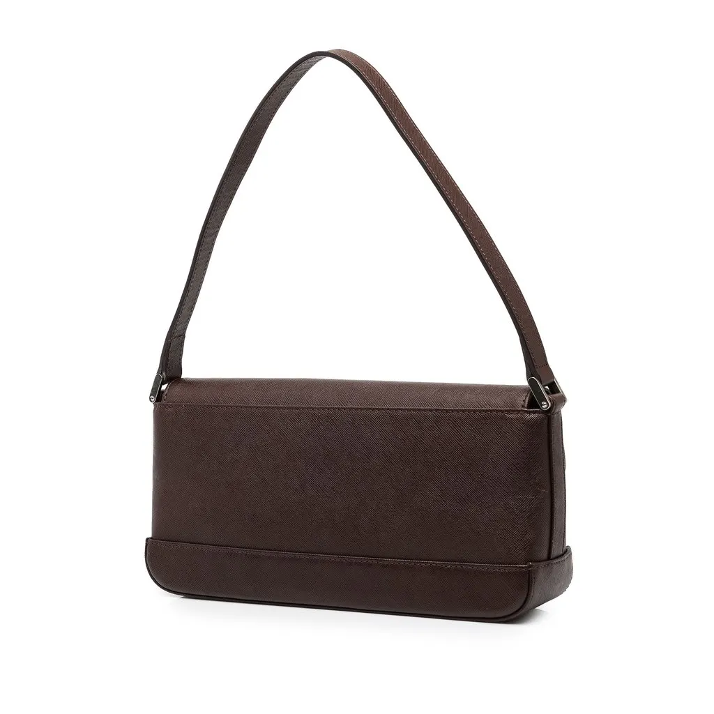 Burberry Leather Flap Shoulder Bag Brown Leather Good - Back View
