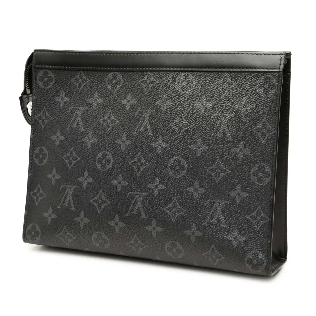 Louis Vuitton Monogram Eclipse Pochette Voyage MM Black Very good - Back View