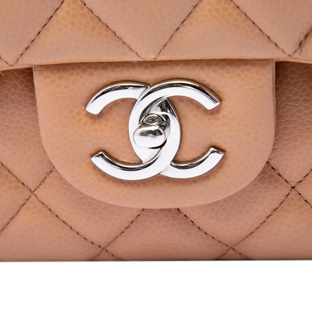 Chanel Maxi Classic Caviar Single Flap Brown Leather Very good - Box View