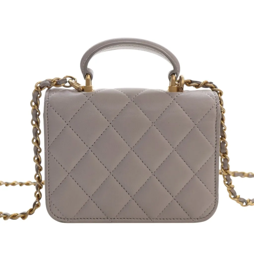 Chanel Mini Quilted Lambskin Top Handle Card Holder with Chain MultiColor Leather Very good - Model View