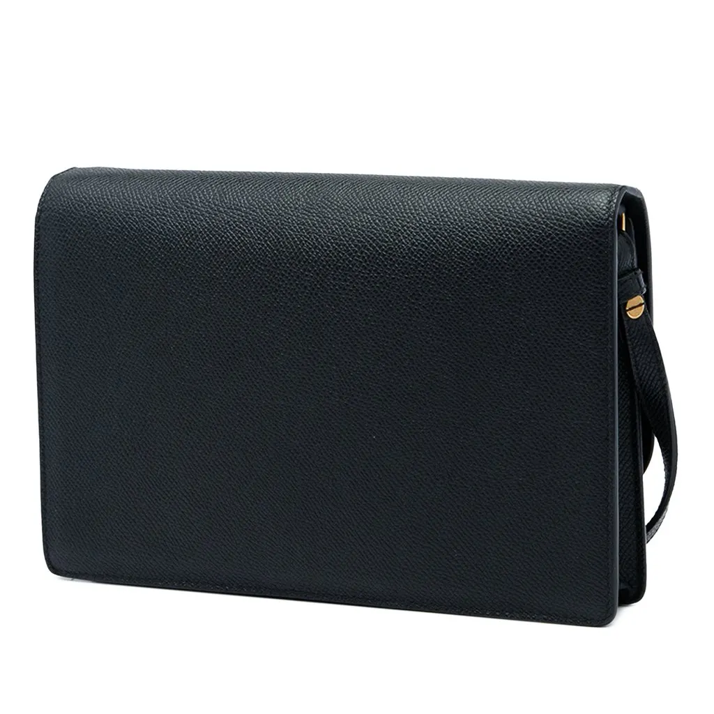 Dior Grained Calfskin Saddle Pouch Black Leather Good - Back View