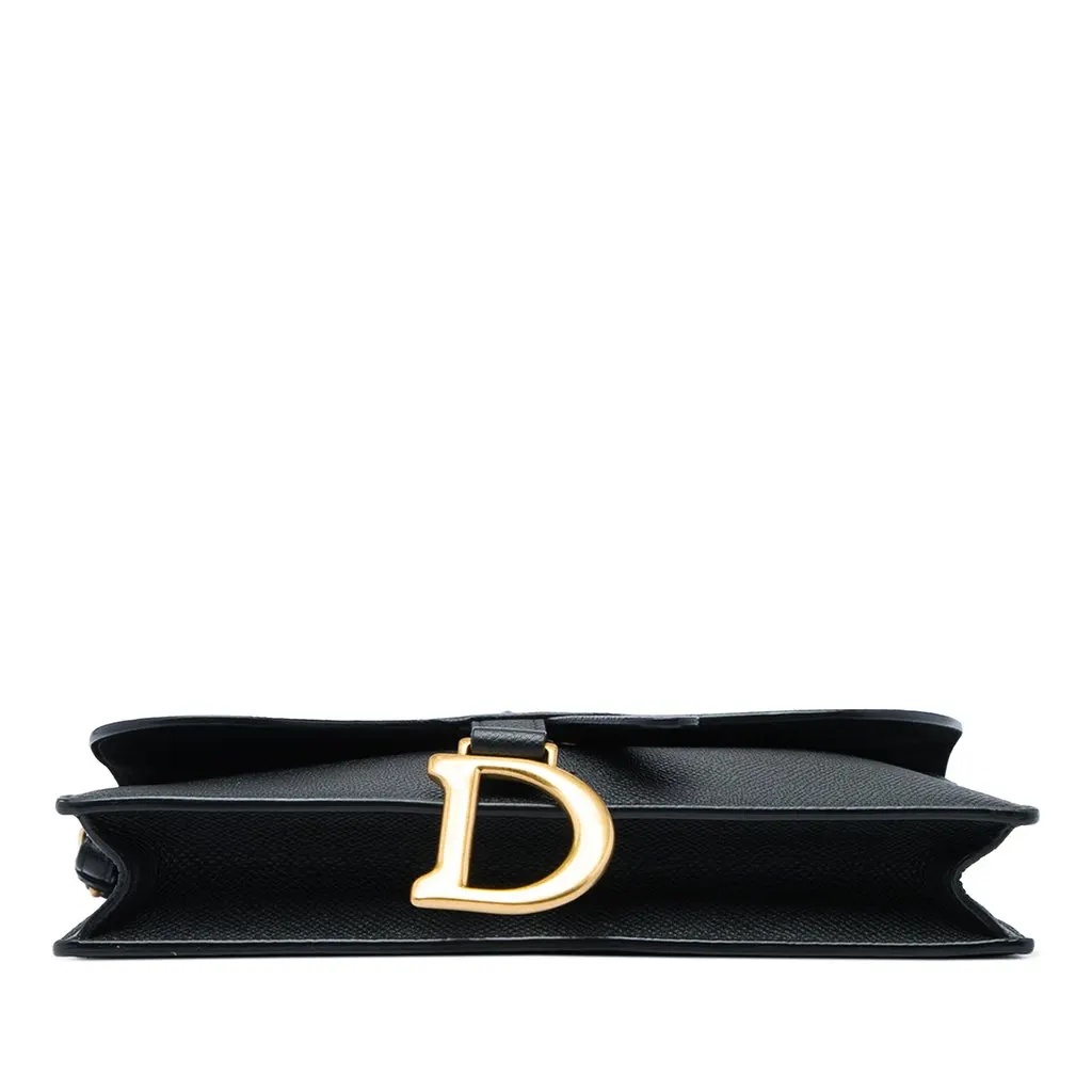 Dior Grained Calfskin Saddle Pouch Black Leather Good - Inside View