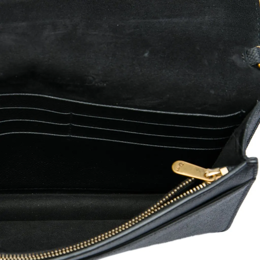 Dior Grained Calfskin Saddle Pouch Black Leather Good - Model View