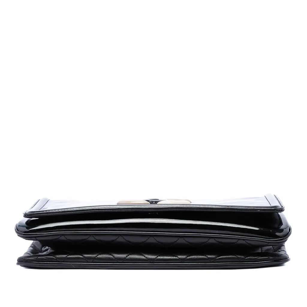 Chanel CC Patent Lipstick Ligne Flap Black Leather Very good - Inside View
