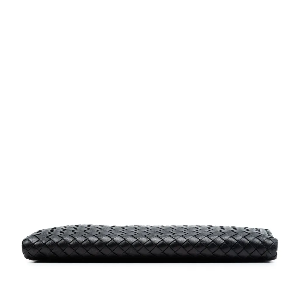 Bottega Veneta Nappa Intrecciato Double Zip Clutch Black Leather Very good - Inside View