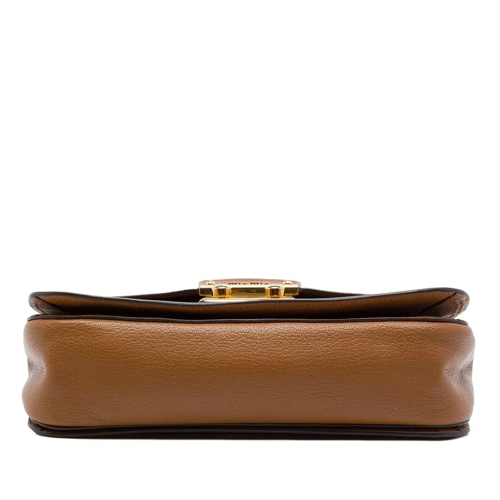 Miu Miu Goatskin Madras Flap Satchel Brown Leather Very good - Inside View