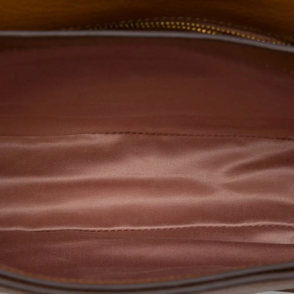 Miu Miu Goatskin Madras Flap Satchel Brown Leather Very good - Model View