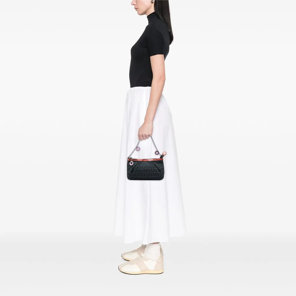 Fendi Zucchino Canvas Chain Pochette Black Canvas Very good - Box View
