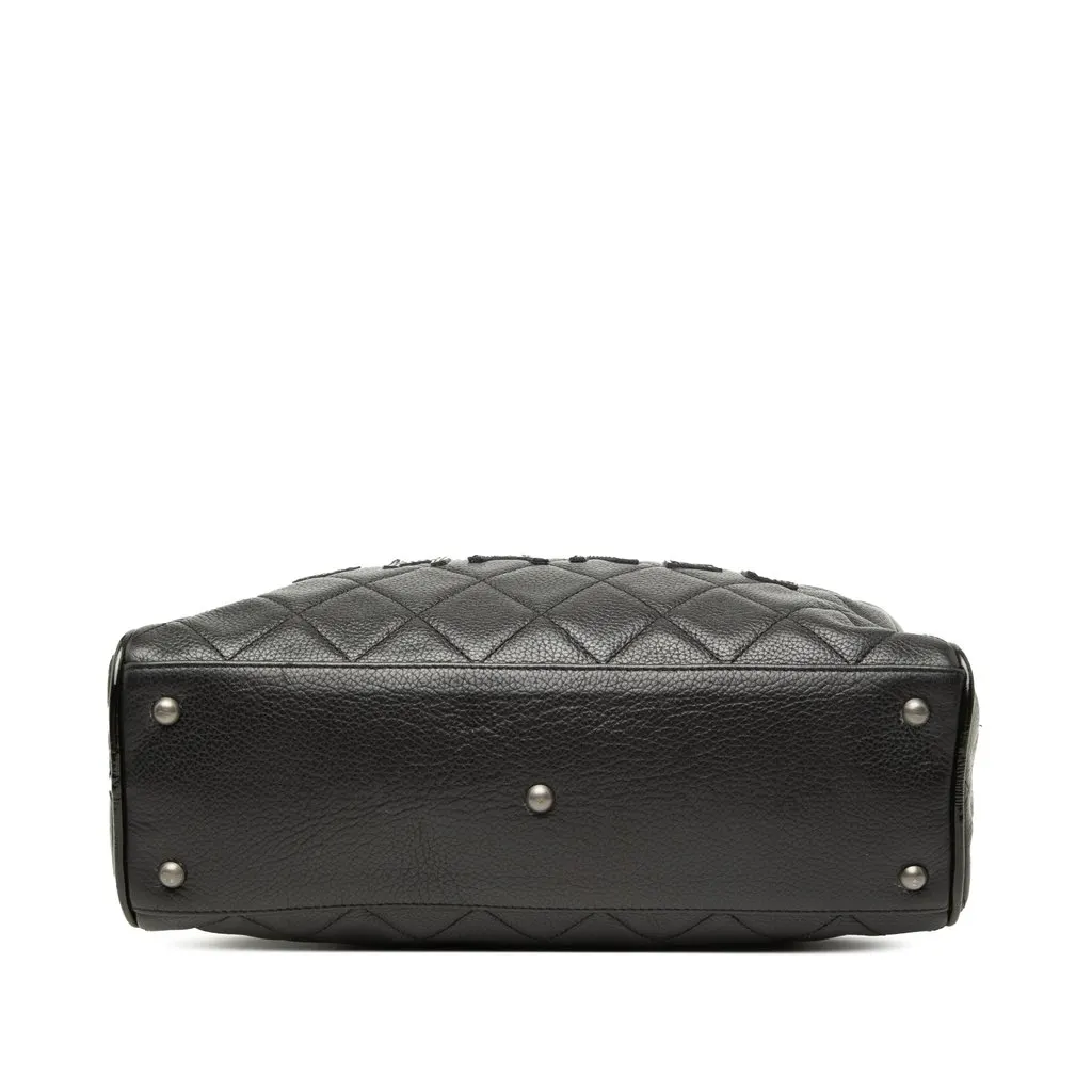 Chanel Quilted Caviar Bowler Handbag Black Leather Very good - Inside View