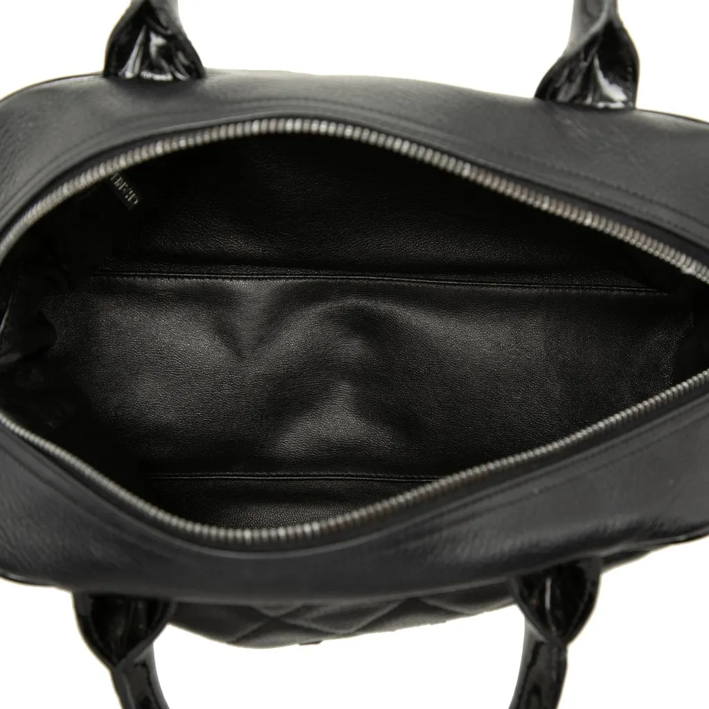 Chanel Quilted Caviar Bowler Handbag Black Leather Very good - Model View