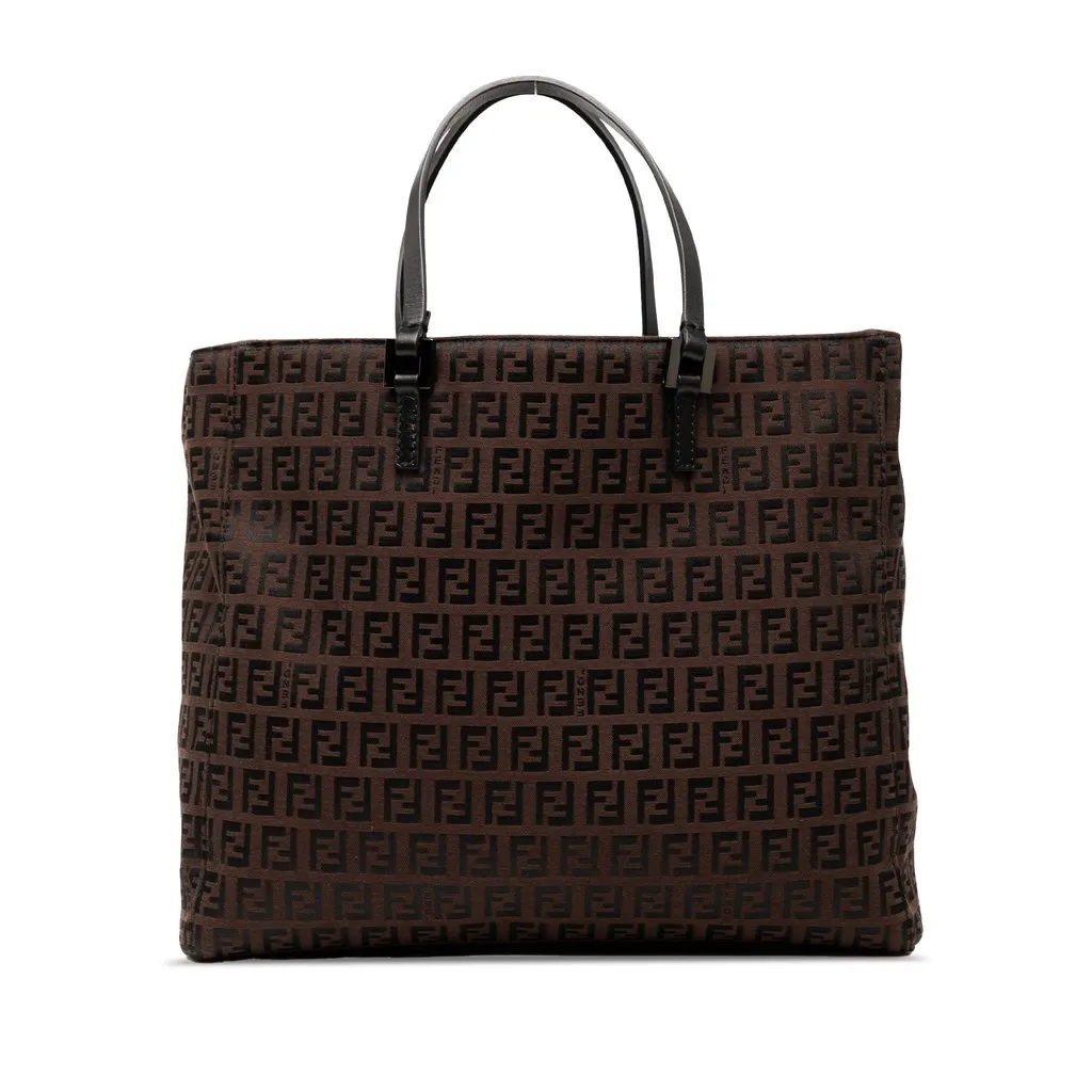 Fendi Zucchino Canvas Tote Brown Very good - Front View