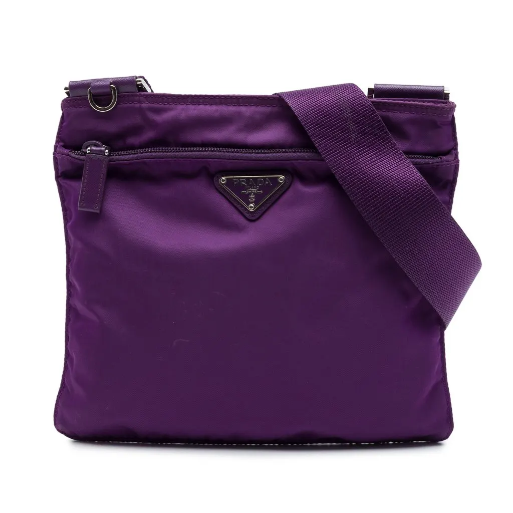Prada Tessuto Zip Top Crossbody Purple Polyamide Very good - Front View
