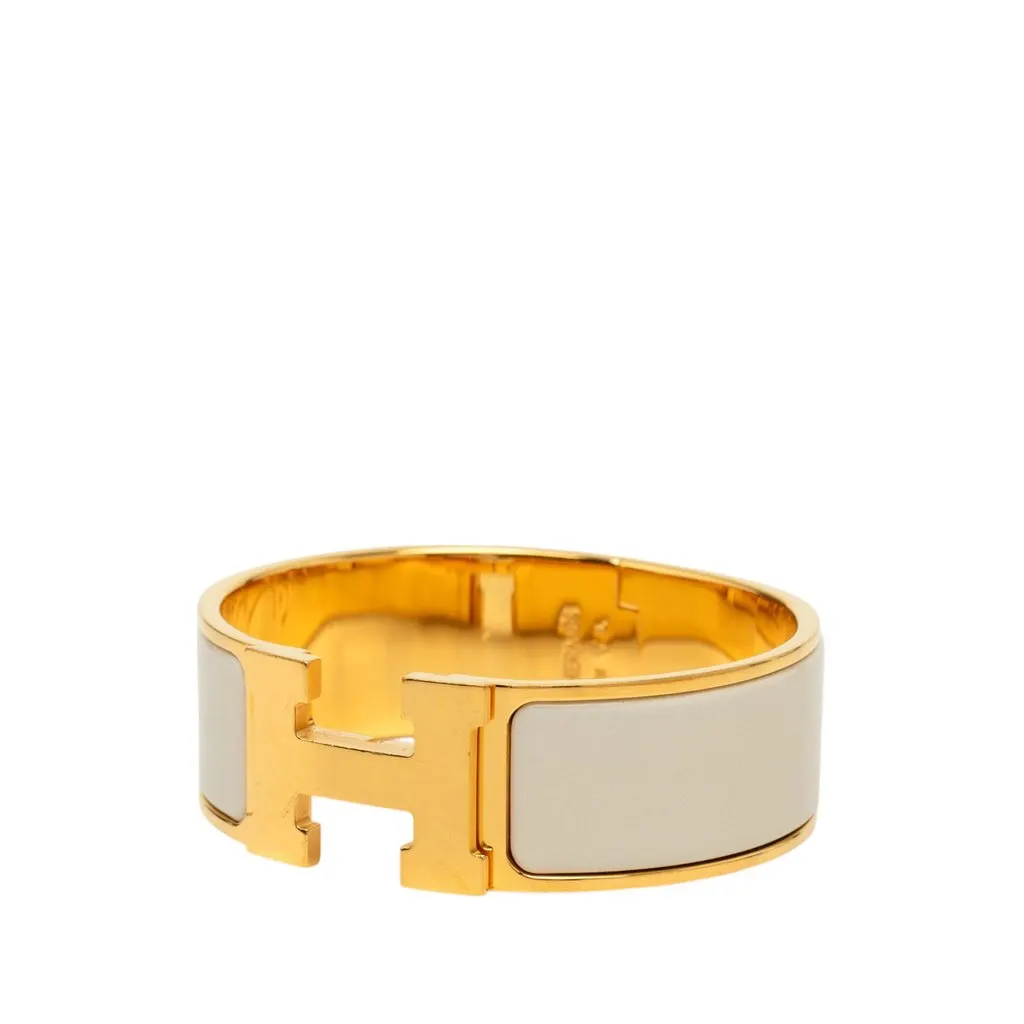 Hermès Wide Enamel Clic Clac H Bracelet PM White Enamel Very good - Back View