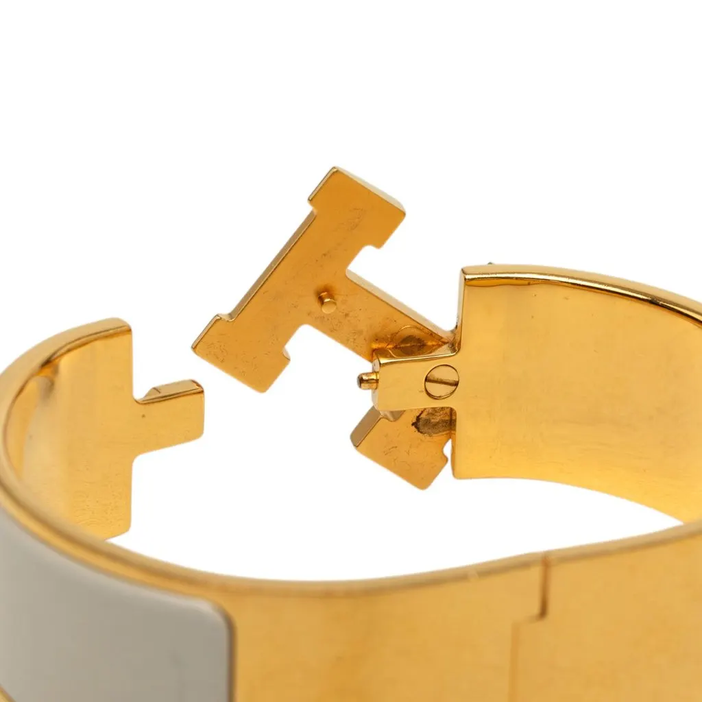 Hermès Wide Enamel Clic Clac H Bracelet PM White Enamel Very good - Box View