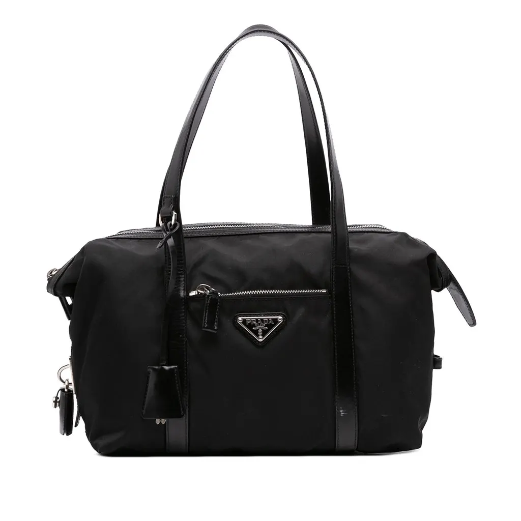 Prada Tessuto Shoulder Bag Black Polyamide Good - Front View