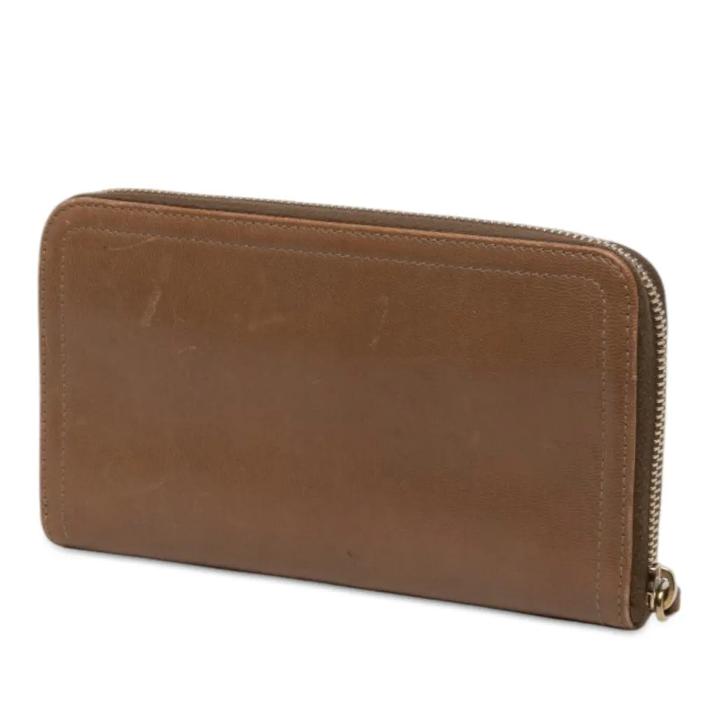 Prada Leather Zip Around Long Wallet Brown Leather Very good - Back View