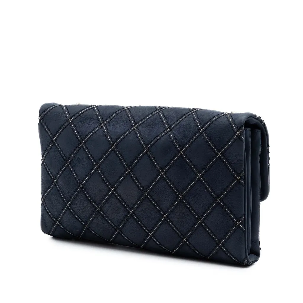 Chanel Jumbo Quilted Calfskin Triple Stitched Flap Blue Leather Very good - Back View
