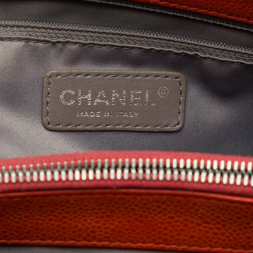 Chanel Caviar Grand Shopping Tote Red Leather Very good - Box View
