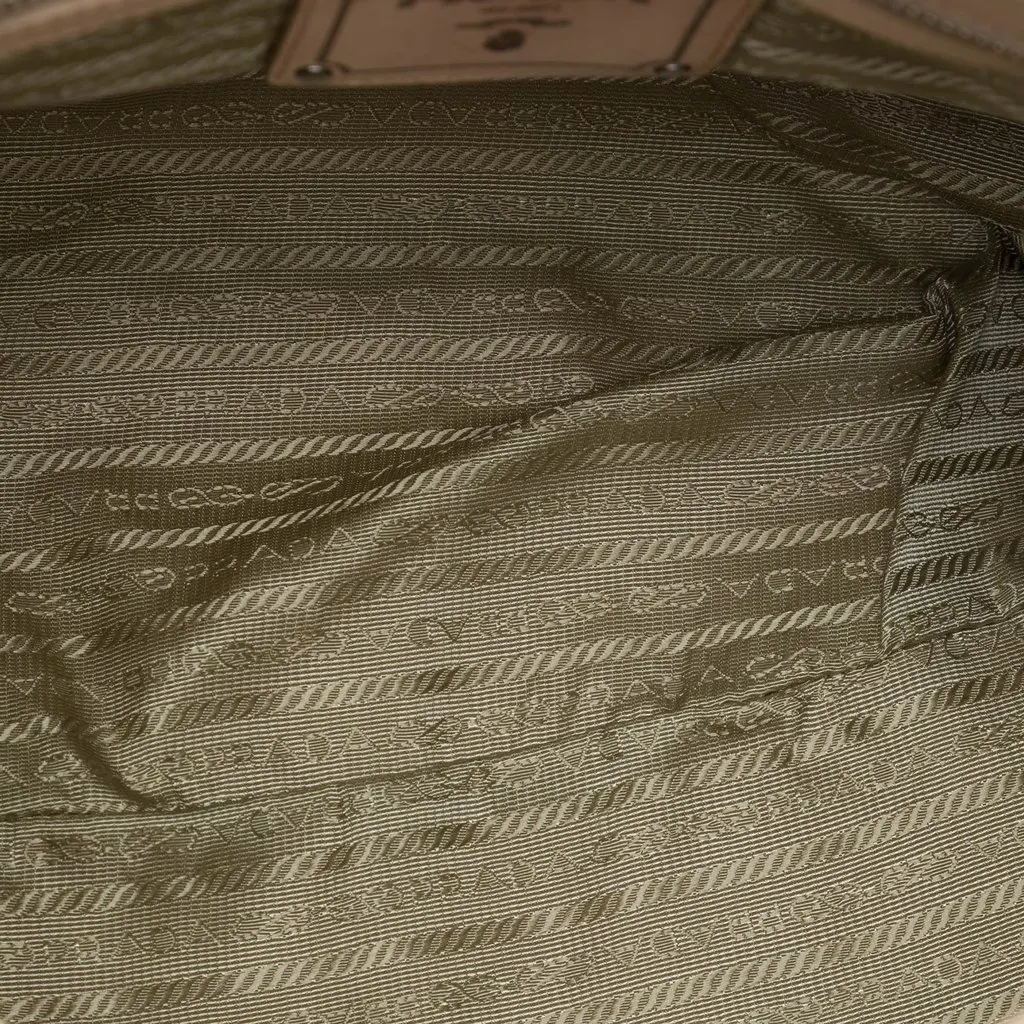 Prada Nappa Gaufre Satchel Beige Leather Very good - Model View