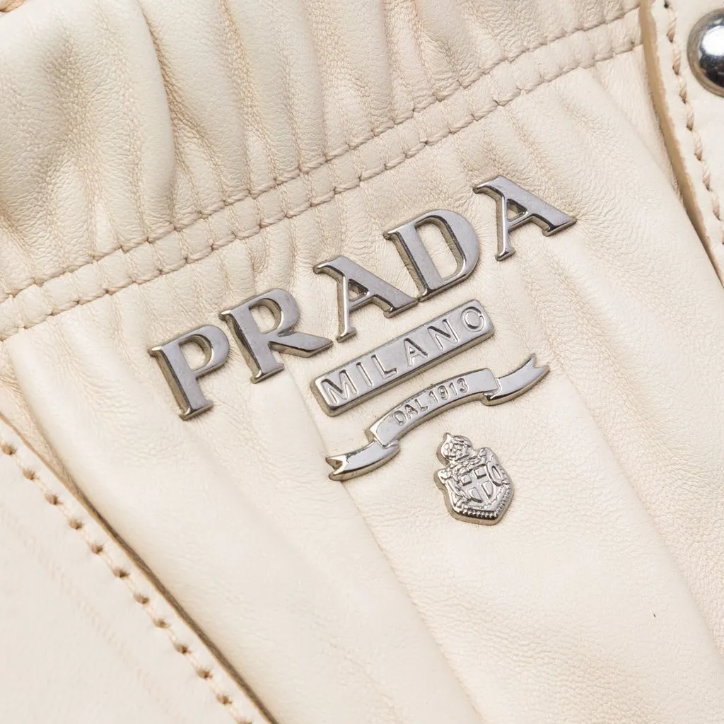 Prada Nappa Gaufre Satchel Beige Leather Very good - Box View