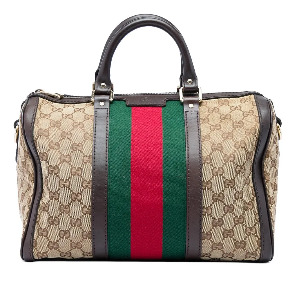 Gucci Medium GG Canvas Web Joy Boston Bag Beige Very good - Front View