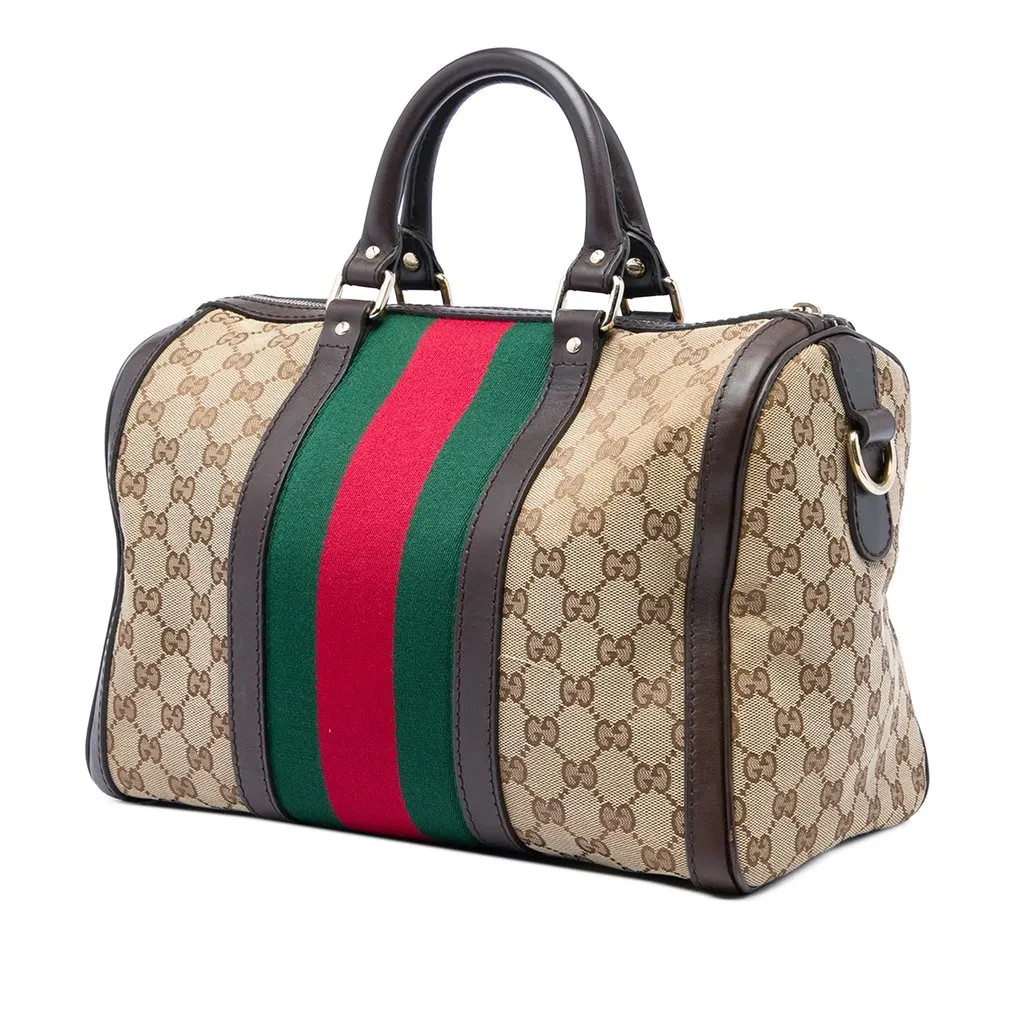 Gucci Medium GG Canvas Web Joy Boston Bag Beige Very good - Back View