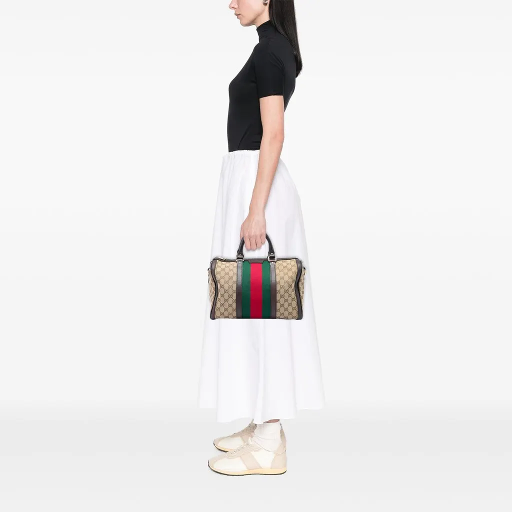Gucci Medium GG Canvas Web Joy Boston Bag Beige Very good - Box View