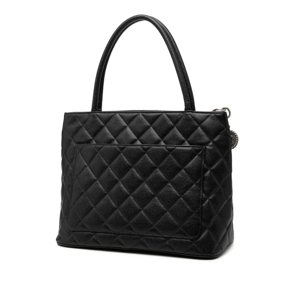 Chanel Caviar Medallion Tote Black Leather Very good - Back View
