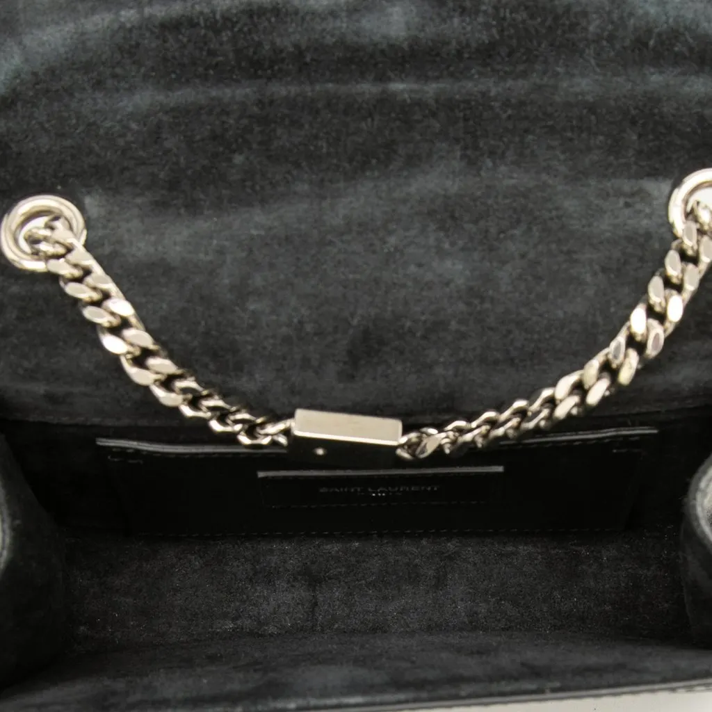 Saint Laurent Small Croc Embossed Leather Monogram Kate Tassel Crossbody Black Leather Very good - Model View