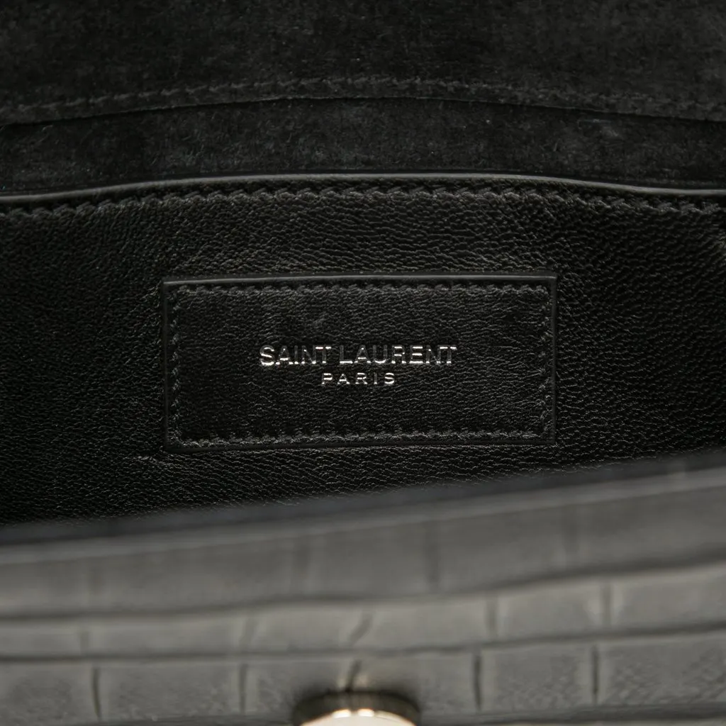 Saint Laurent Small Croc Embossed Leather Monogram Kate Tassel Crossbody Black Leather Very good - Box View