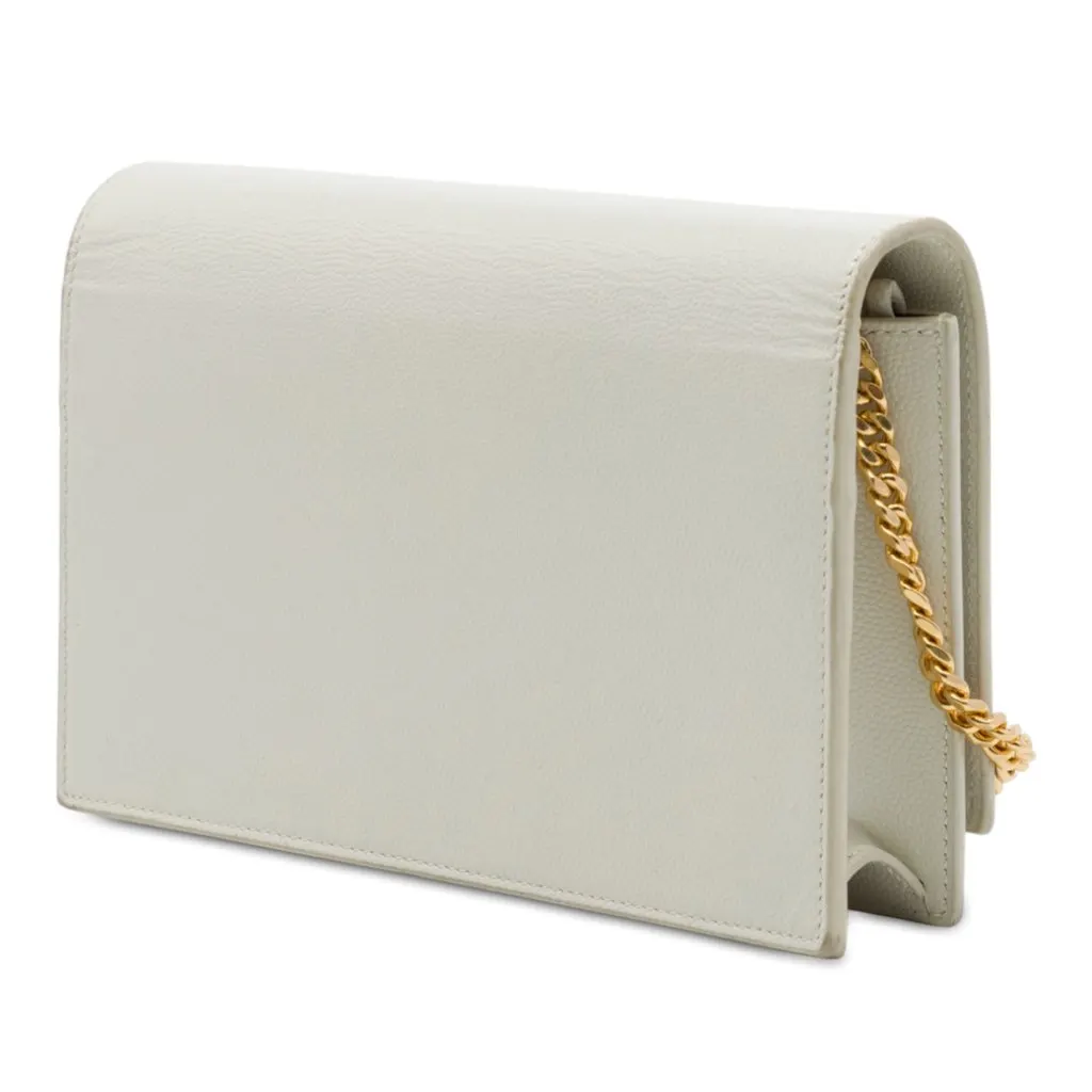 Saint Laurent Grain de Poudre Monogram Kate Tassel Wallet on Chain White Leather Very good - Back View