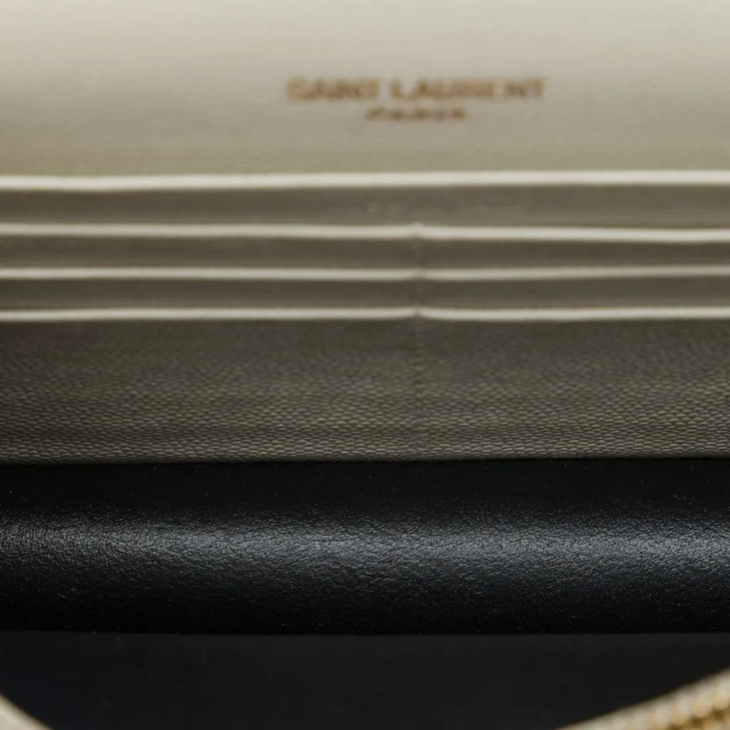 Saint Laurent Grain de Poudre Monogram Kate Tassel Wallet on Chain White Leather Very good - Model View