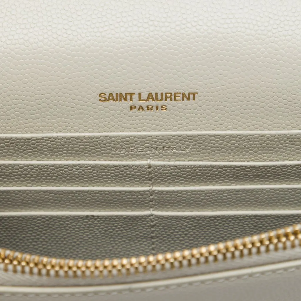 Saint Laurent Grain de Poudre Monogram Kate Tassel Wallet on Chain White Leather Very good - Box View