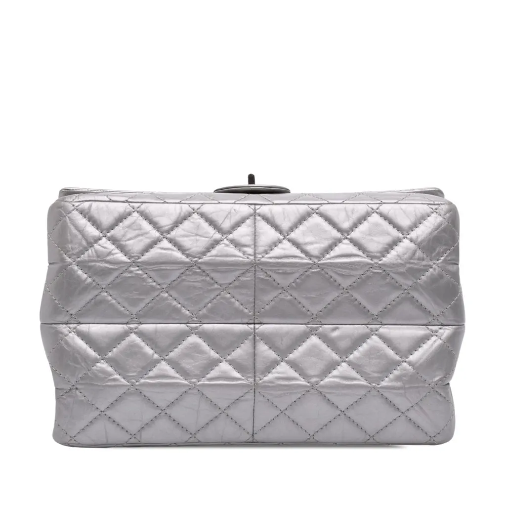 Chanel Quilted Aged Calfskin Reissue 2.55 Double Compartment Single Flap 226 Silver Leather Very good - Inside View