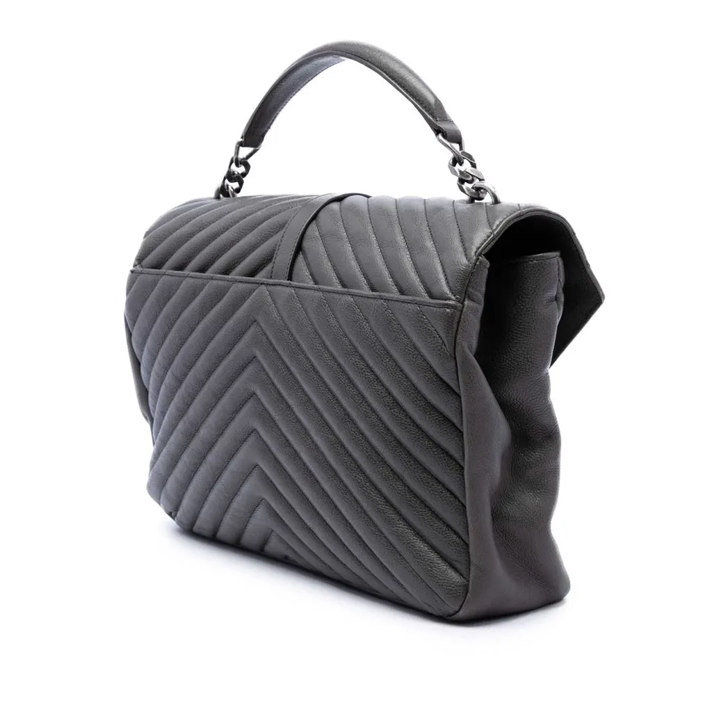 Saint Laurent Large Chevron Sheepskin Monogram College Satchel MultiColor Leather Very good - Back View