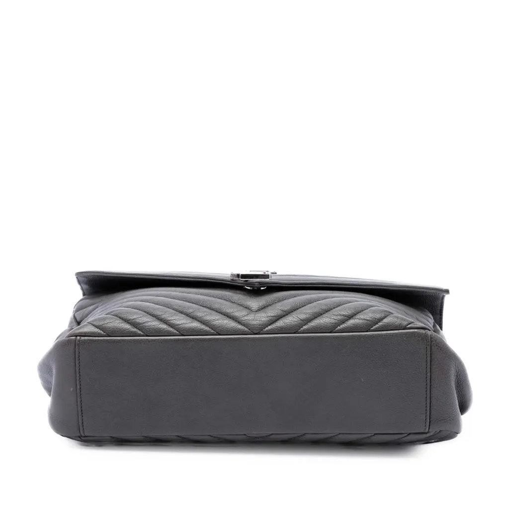 Saint Laurent Large Chevron Sheepskin Monogram College Satchel MultiColor Leather Very good - Inside View