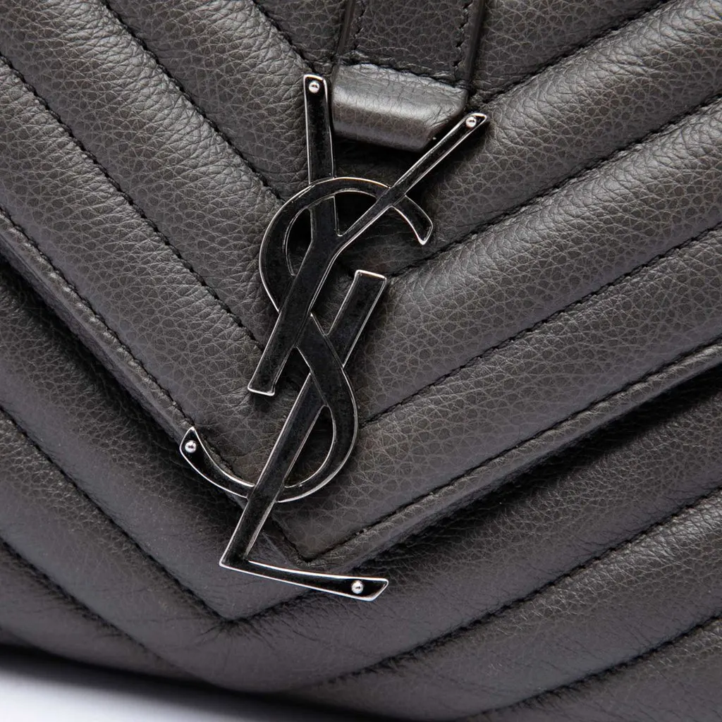 Saint Laurent Large Chevron Sheepskin Monogram College Satchel MultiColor Leather Very good - Box View