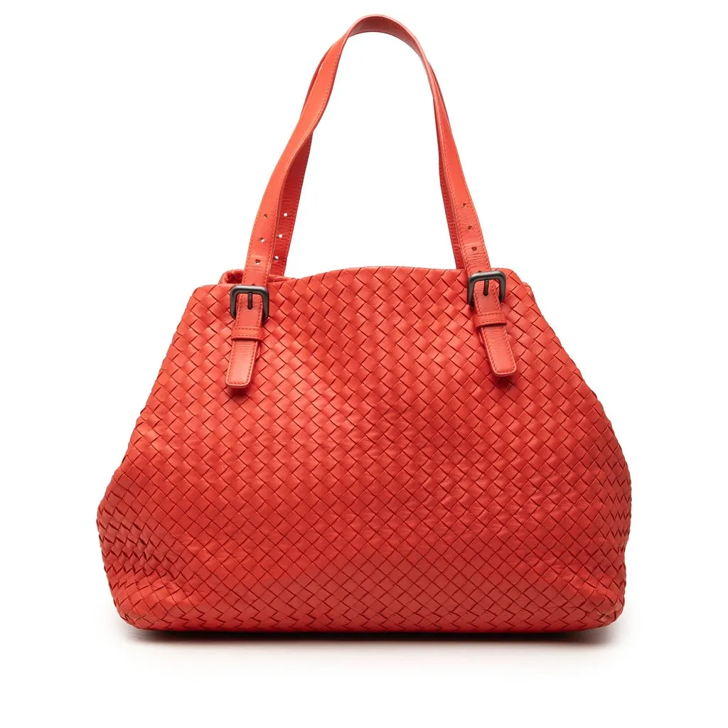 Bottega Veneta Large Nappa Intrecciato Cesta Tote Orange Leather Very good - Front View
