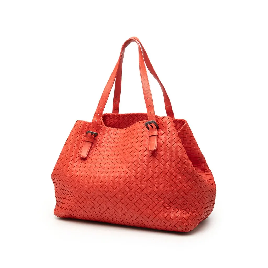 Bottega Veneta Large Nappa Intrecciato Cesta Tote Orange Leather Very good - Back View