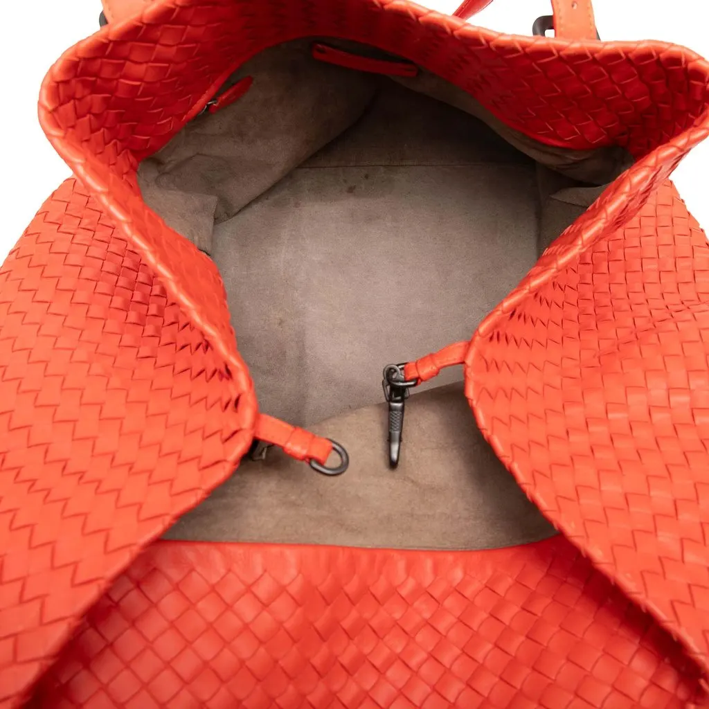 Bottega Veneta Large Nappa Intrecciato Cesta Tote Orange Leather Very good - Model View