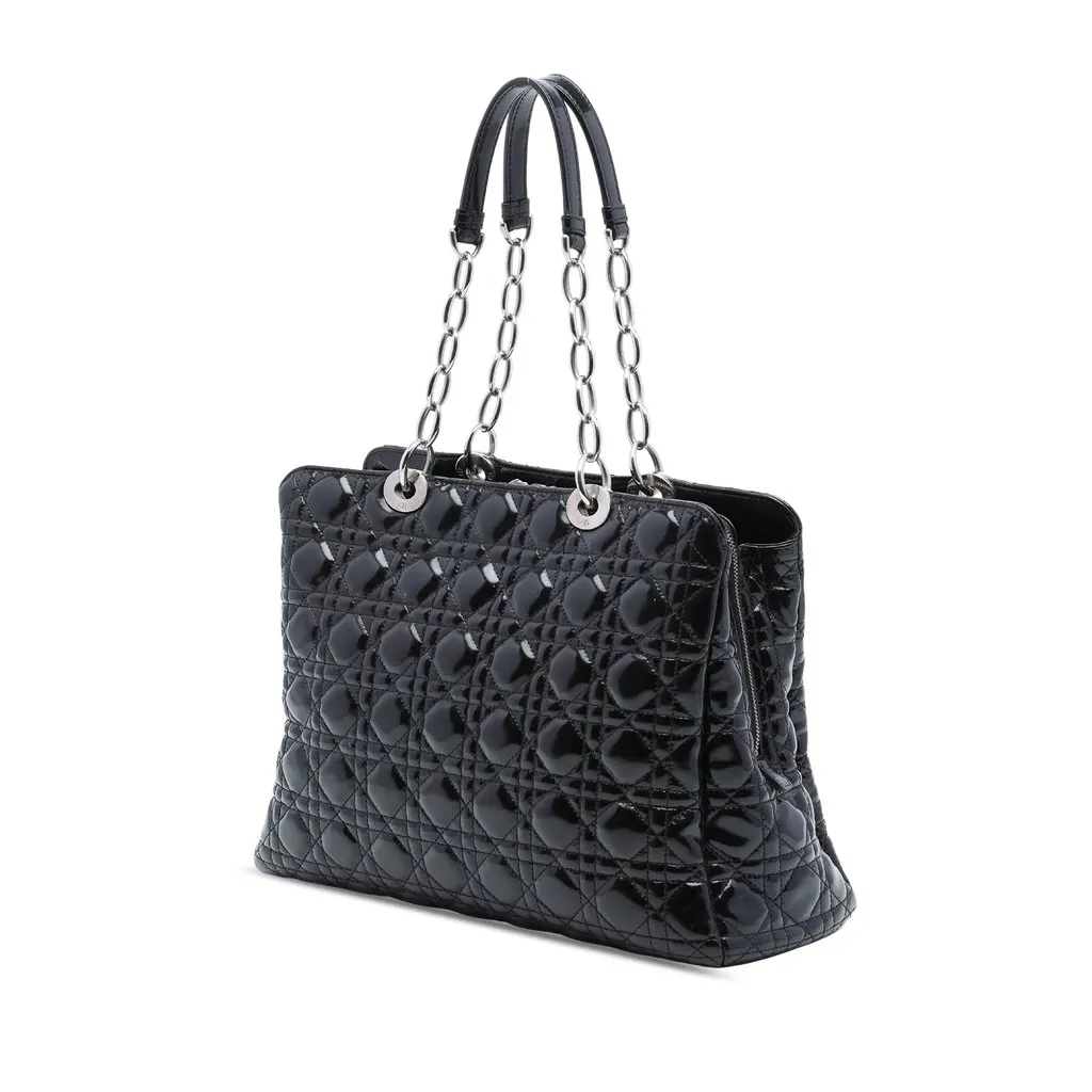 Dior Large Patent Cannage Soft Zipped Lady Dior Shopping Tote Black Leather Very good - Back View